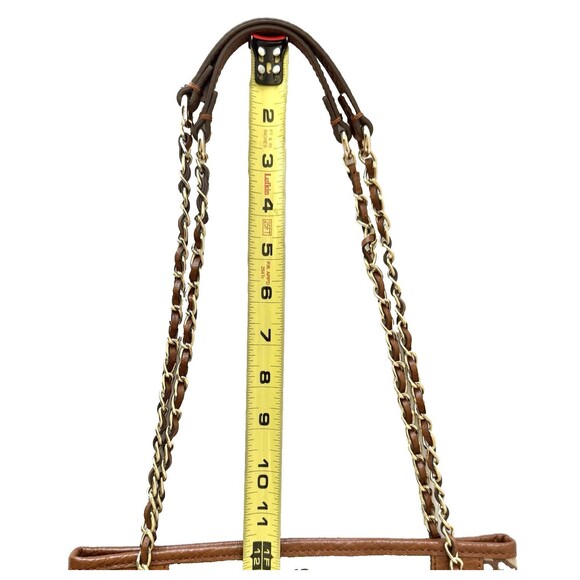 DKNY Brown Monogram Jacquard Logo Chain Strap Small Crossbody Shoulder Bag - Picture 14 of 16